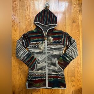 Laundromat Women’s Wool Warm Sweater Colorful Small Full Zip Hooded Fleece Lined